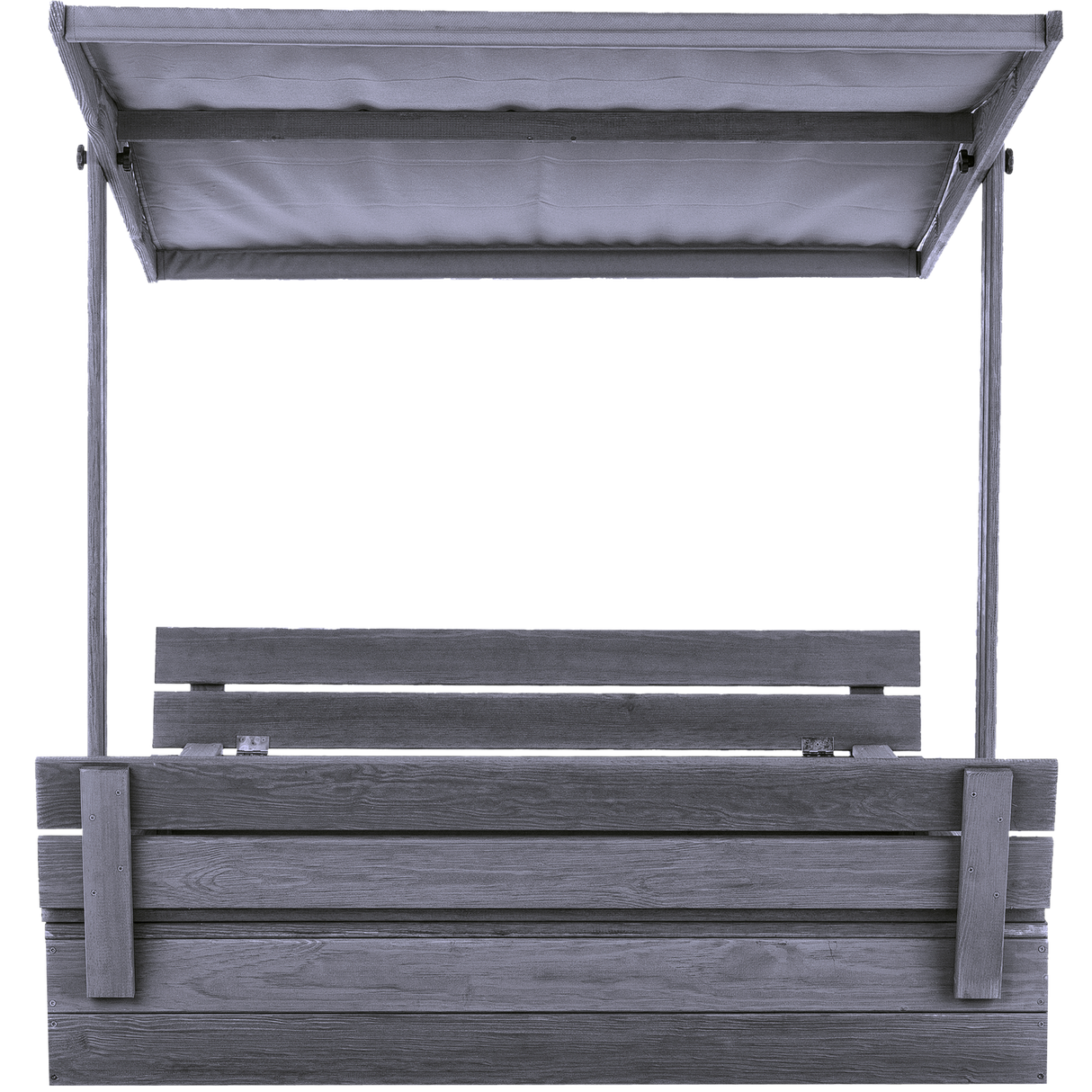 Sandkasse m/justerbart tag 120 x 120 cm, grå, grundmalet