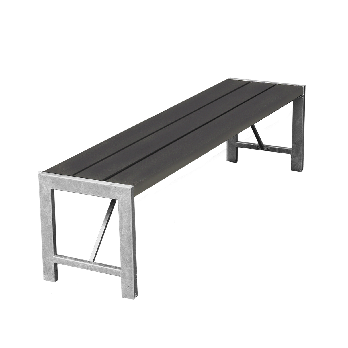 Bænk H-model 180 cm. nonwood antracit og galv. stel