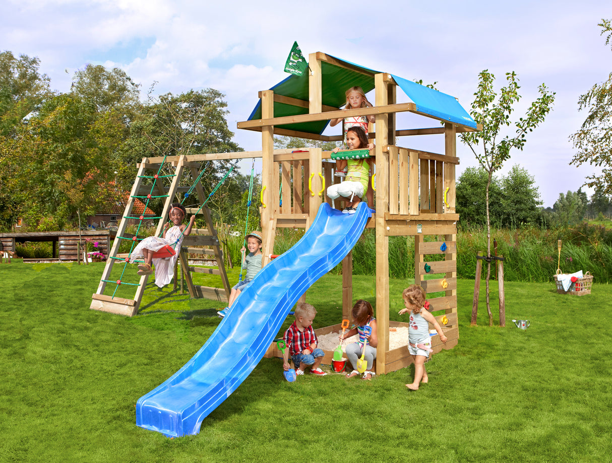 Legetårn Jungle Gym Fort 2.1 inkl. Climb Module og blå rutschebane