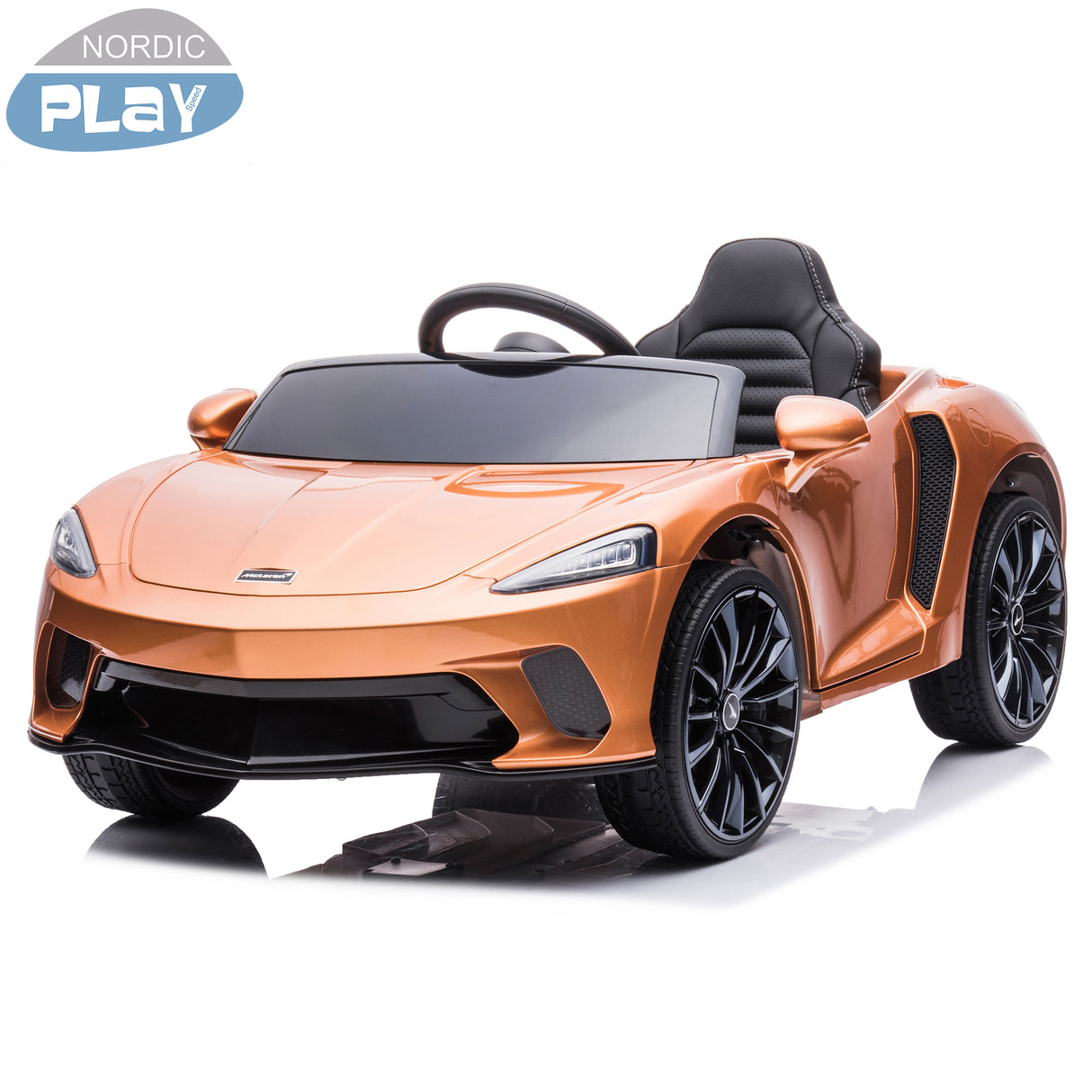 Elbil McLaren GT 12V7AH, EVA hjul, lædersæde, BT, spraymalet kobber