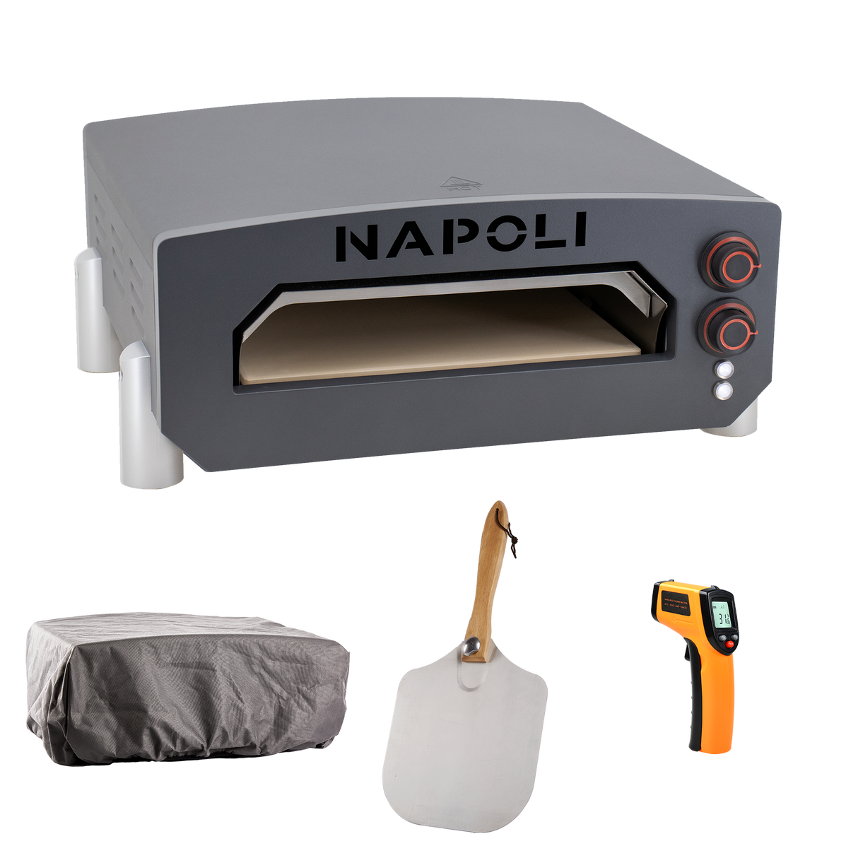 NAPOLI 13” elektrisk pizzaovn - cover, pizzaspade og infrarød termometer