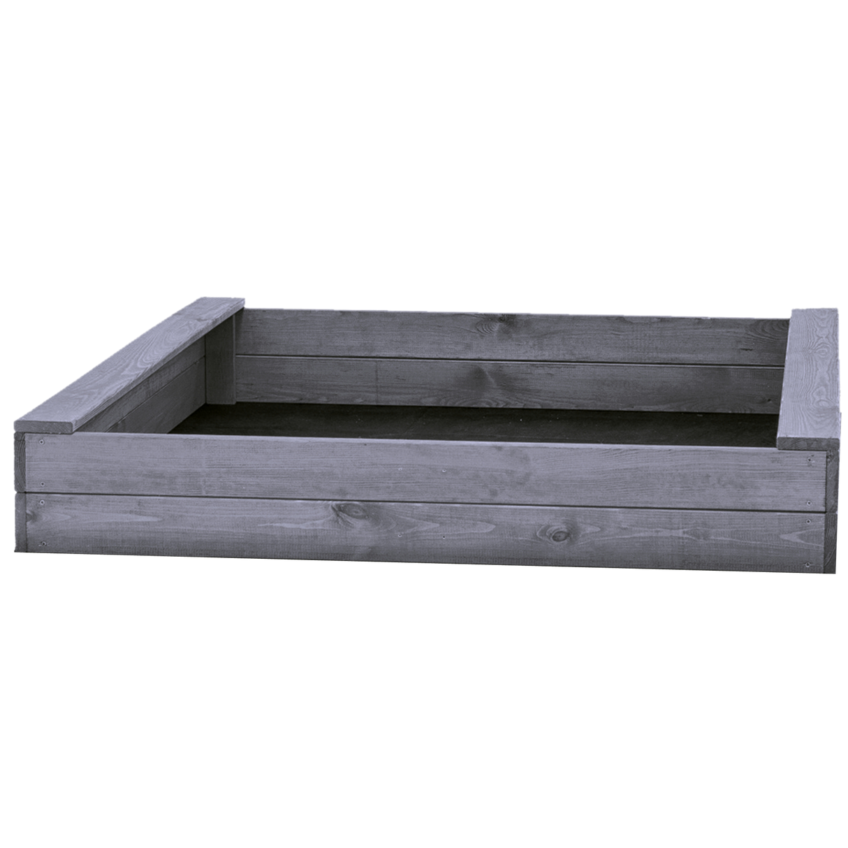 Sandkasse slim 120 x 120 cm, grå, grundmalet