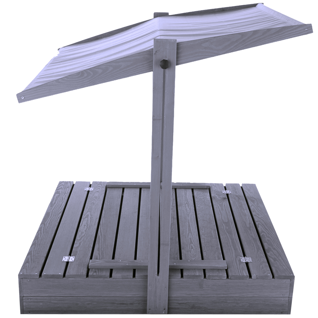 Sandkasse m/justerbart tag 120 x 120 cm, grå, grundmalet