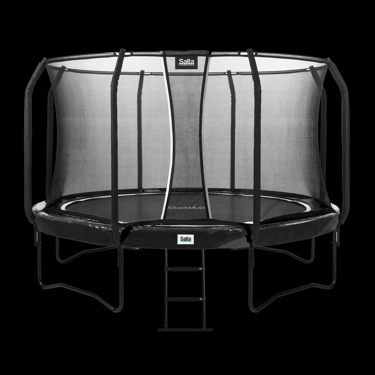 Trampolin First Class Ø427 cm, sort inkl. sikkerhedsnet og stige Salta