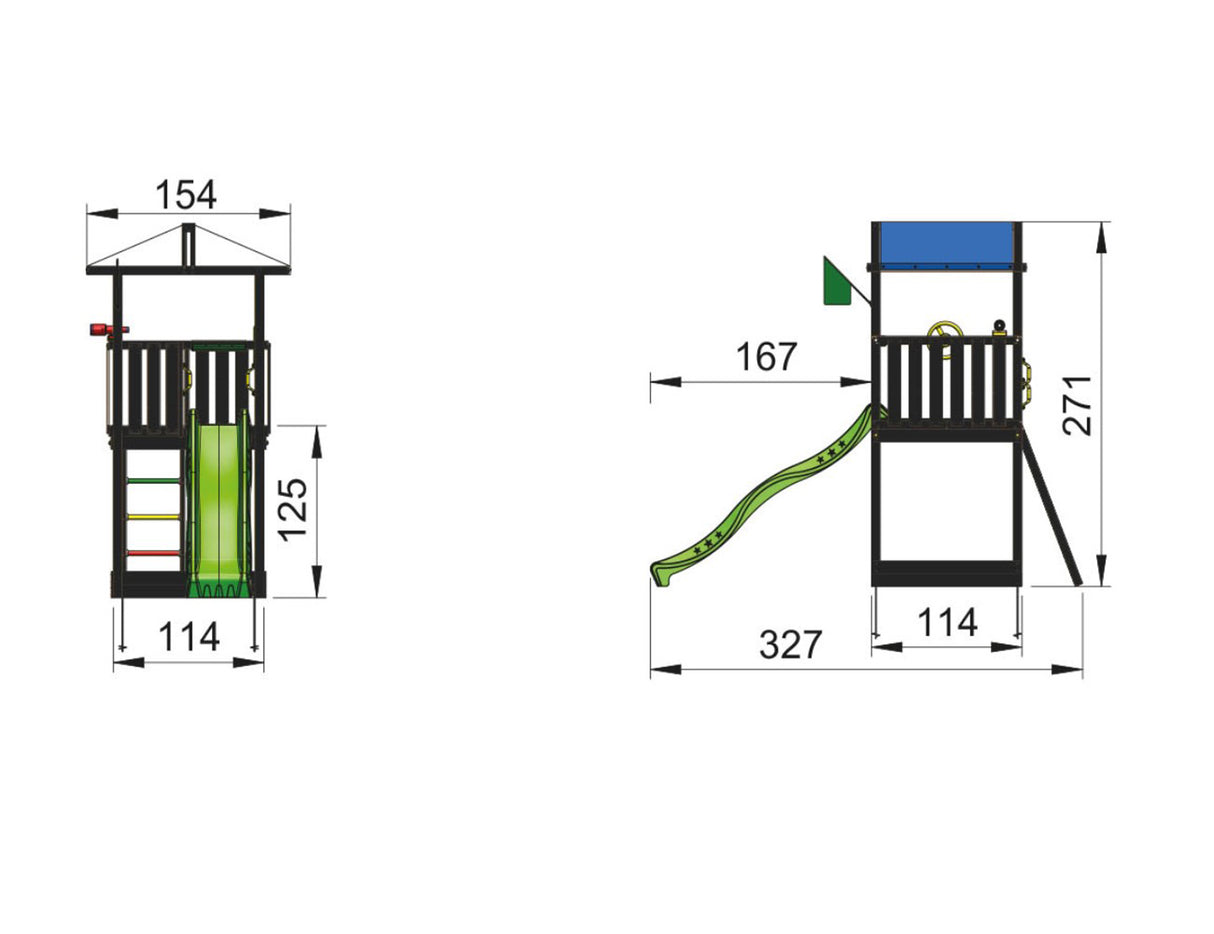 Legetårn Jungle Gym Hut, grundmalet sort, ekskl. rutschebane