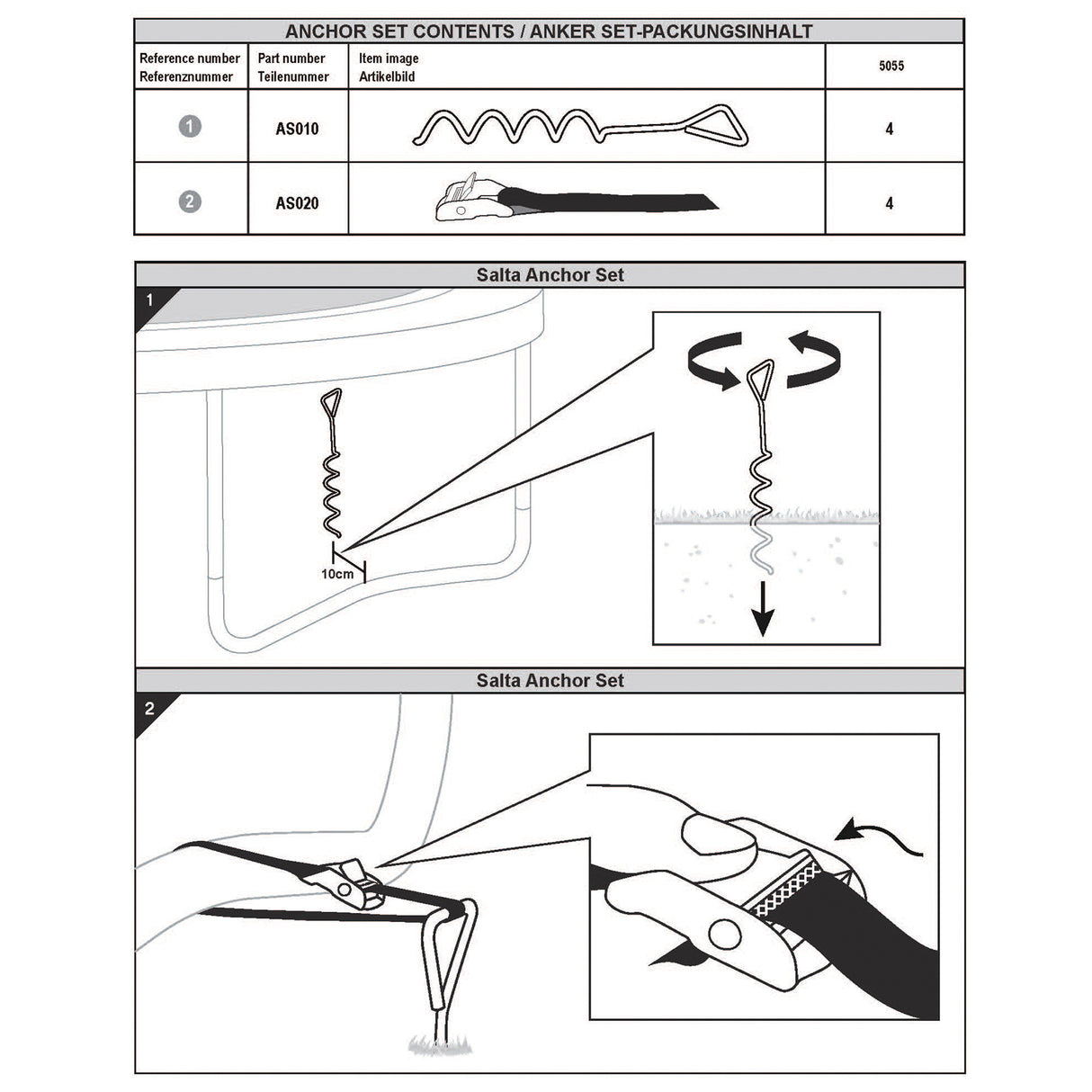 Stormankre til trampolin (4 Stk.) Salta