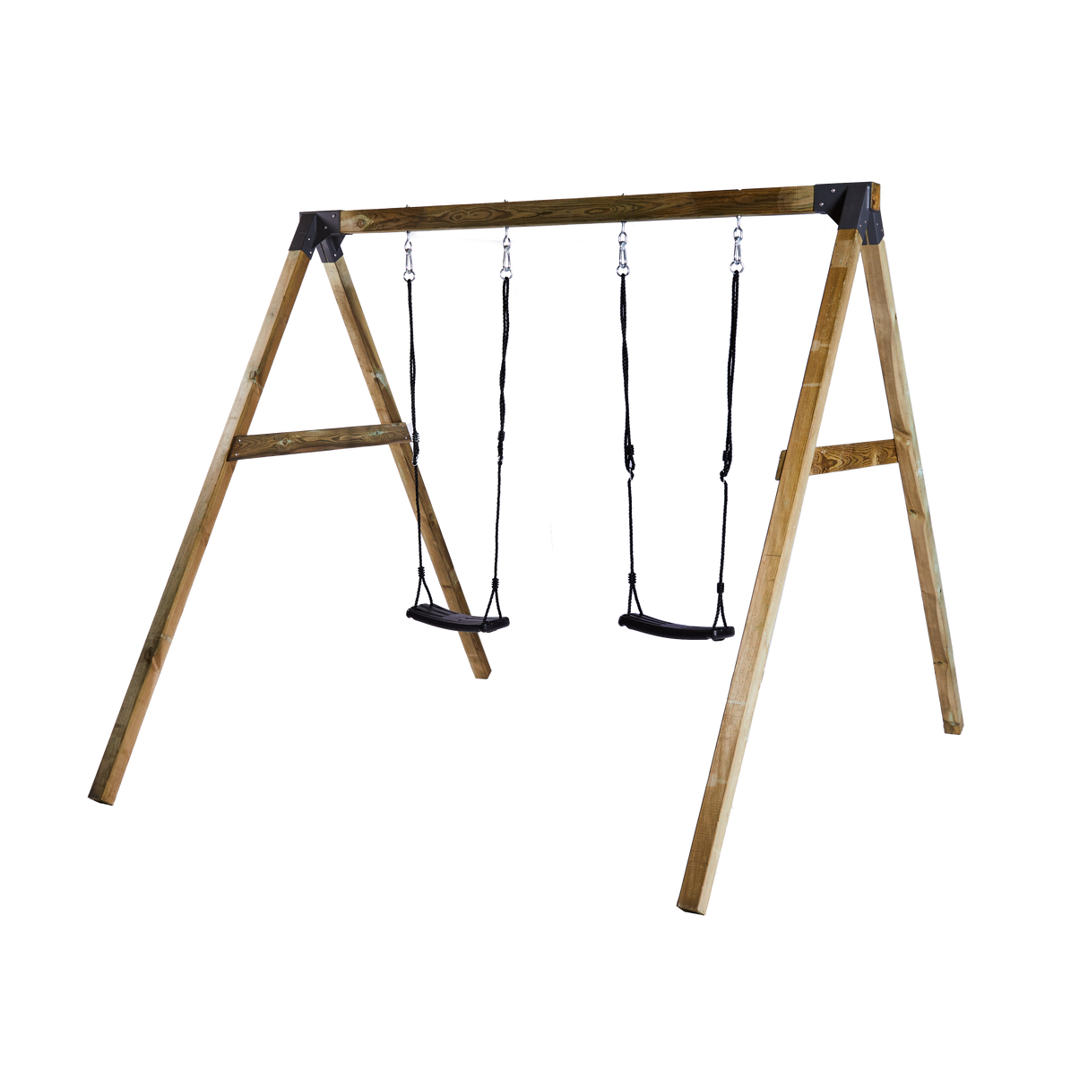 Gyngestativ med 2 sorte gyngesæder