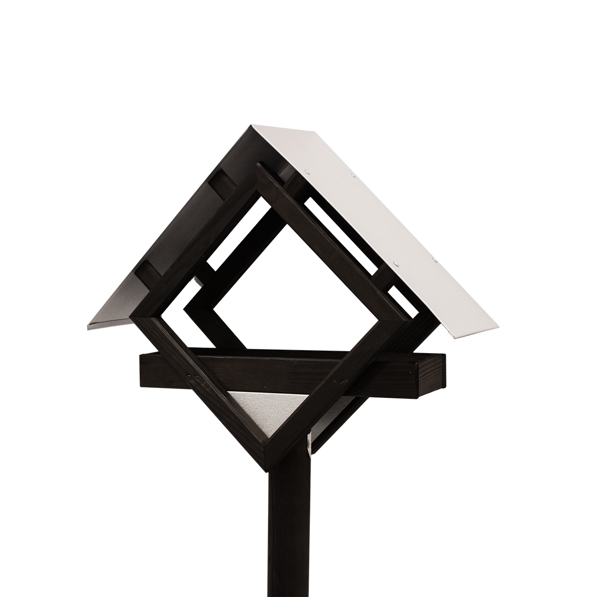 Fuglefoderhus m/stander af fyrretræ m/tag af zinkbelagt stålplade