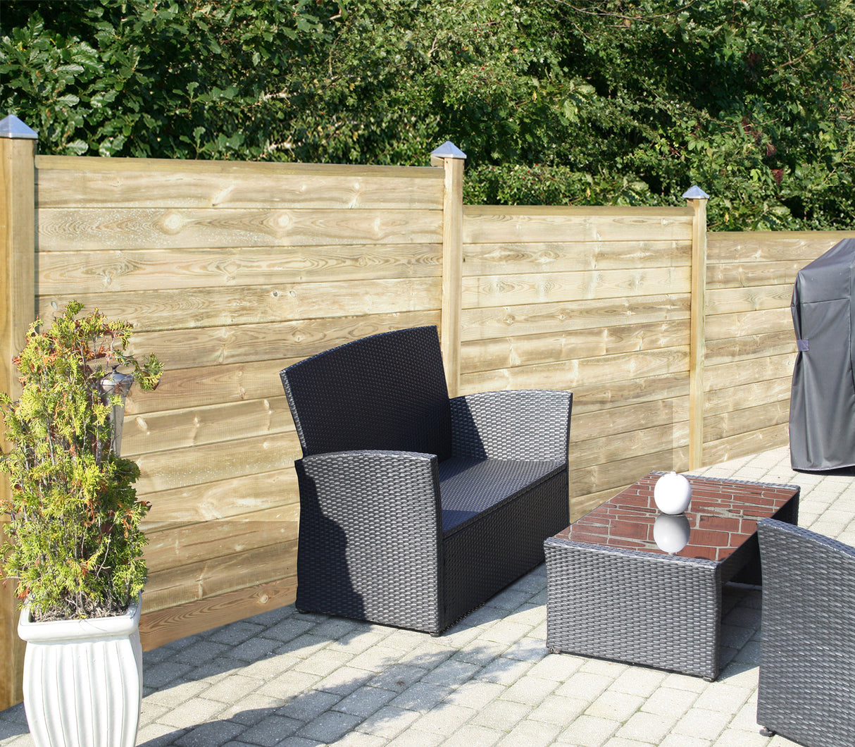 Profil plankehegn 170 cm 5 fag med topprofil flad afslutning og 6 mellem stolper