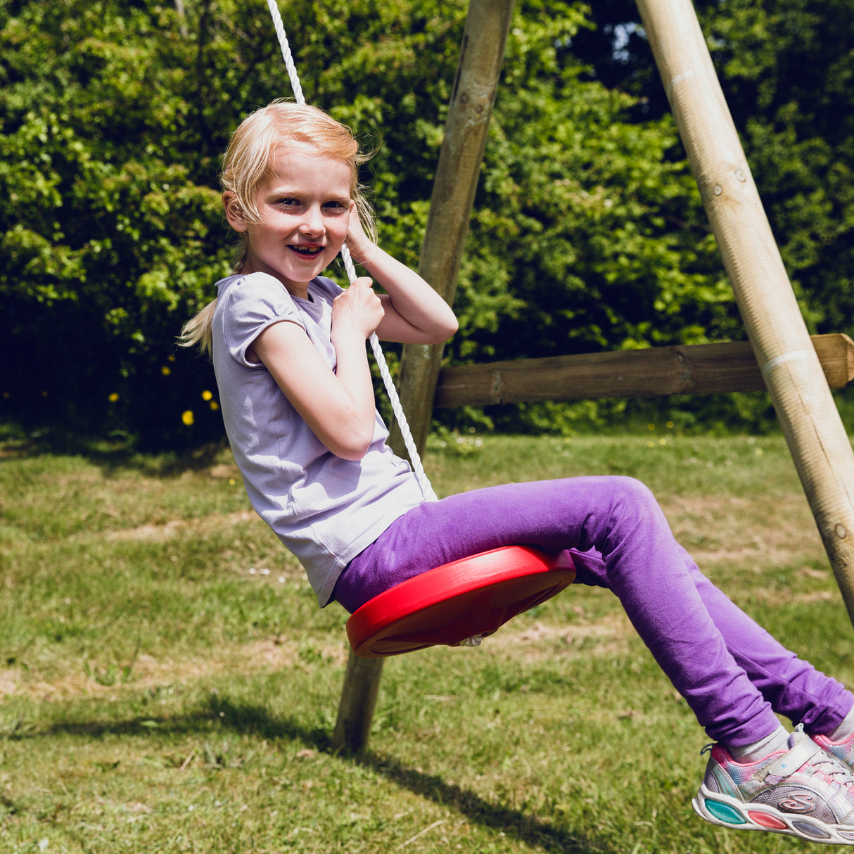 Tallerkengynge med reb - rød