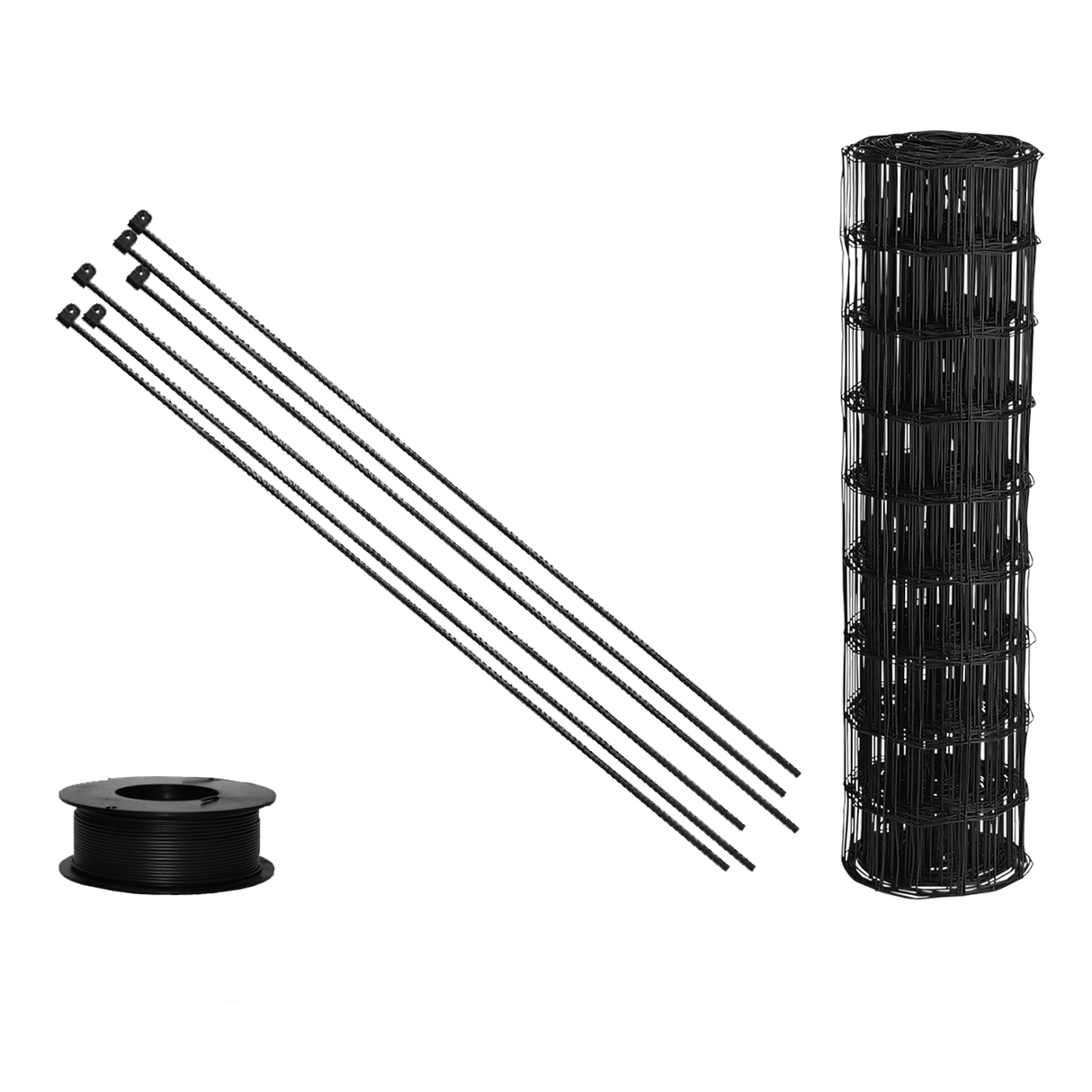 Havehegnspakke sort 10 x 10 cm, 90 cm, 75 meter med tentorpæle