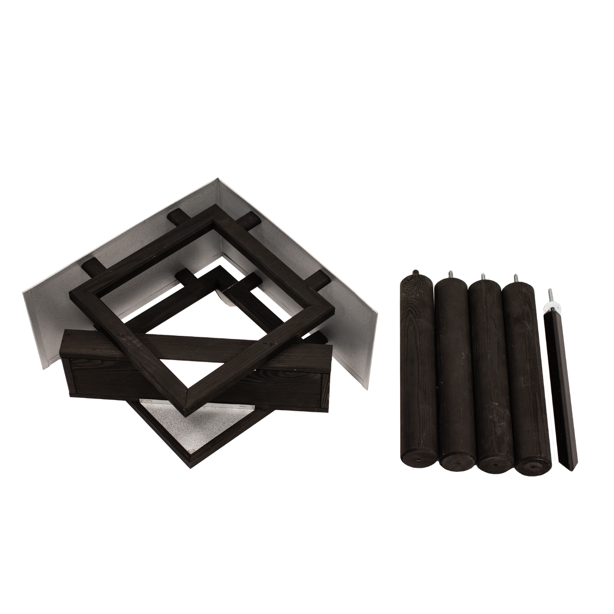 Fuglefoderhus m/stander af fyrretræ m/tag af zinkbelagt stålplade