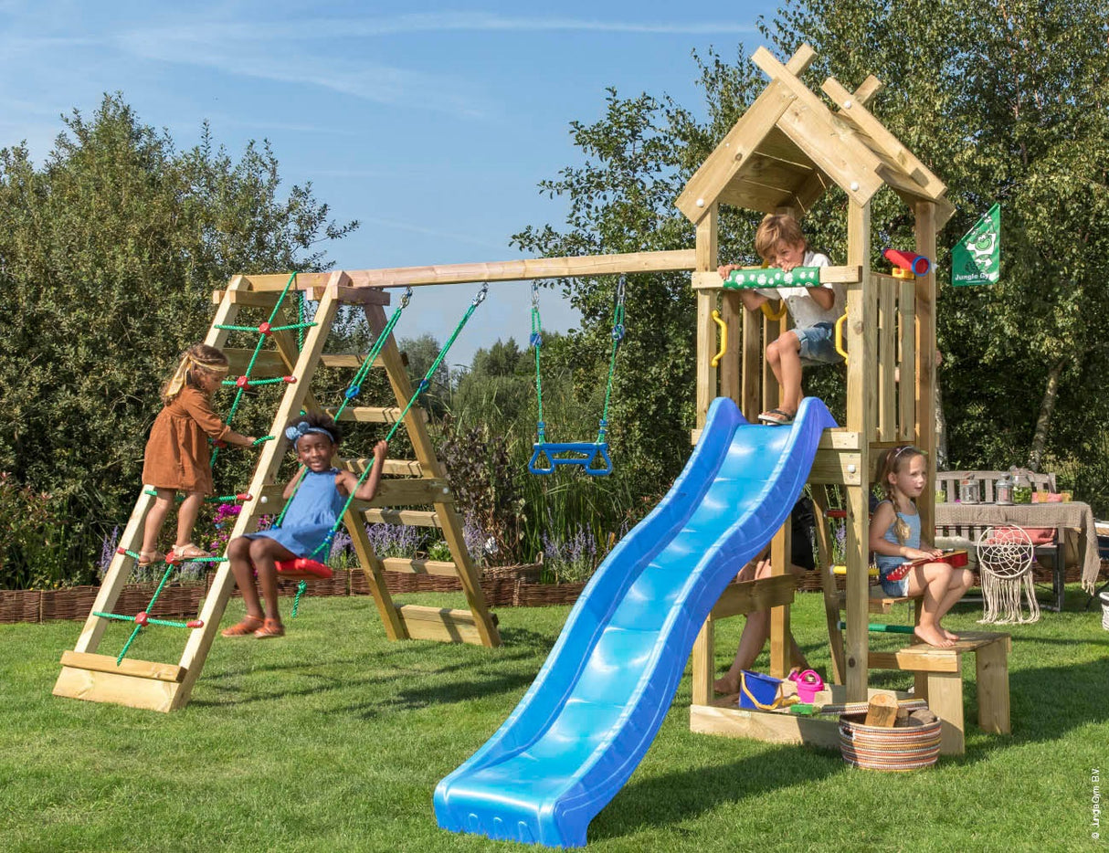 Legetårn Jungle Gym Totem w/2-Climb Module 200 blå rutschebane