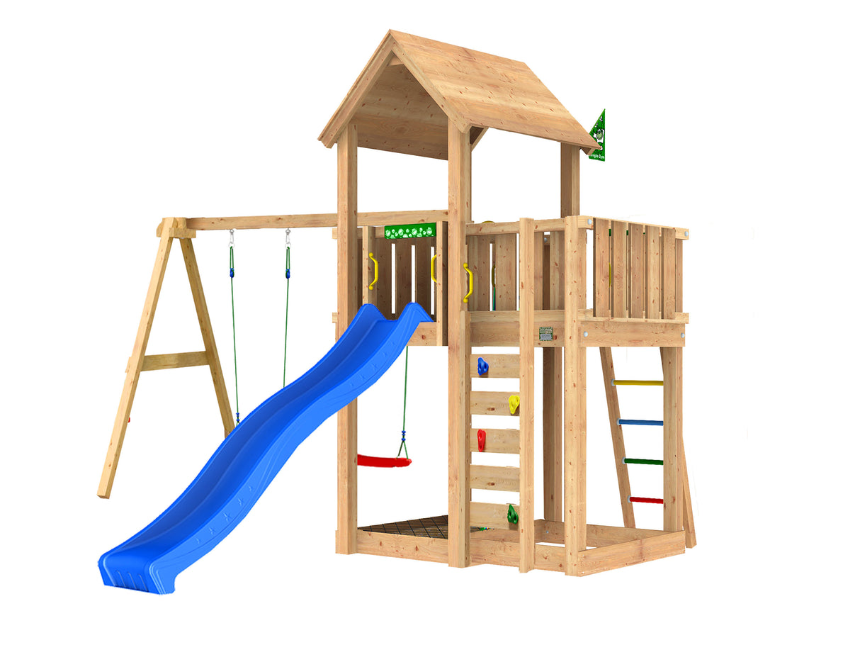 Legetårn Jungle Gym Mansion 2.1 m/2-Swing Module 220 ekskl. rutsjebane