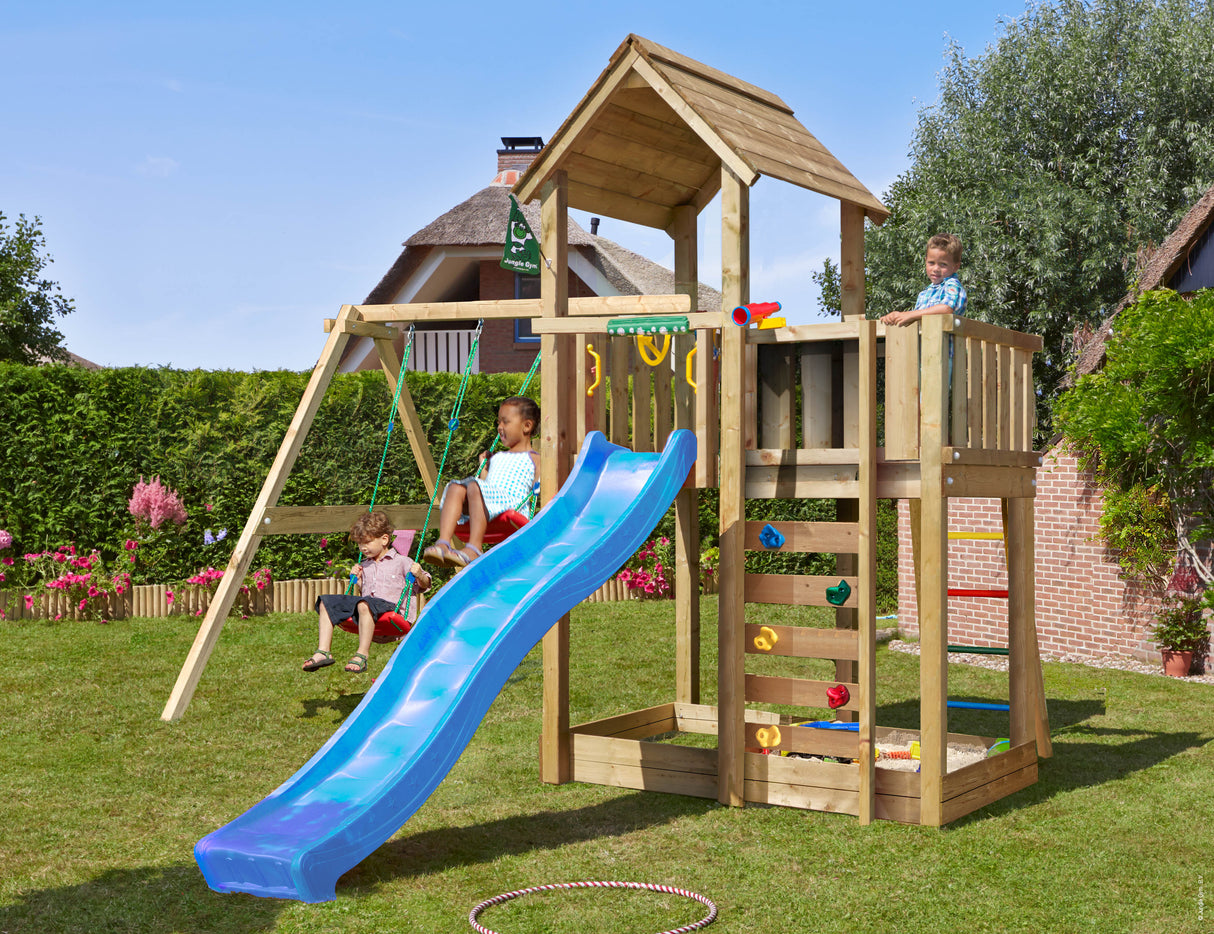 Legetårn Jungle Gym Mansion 2.1 m/2-Swing Module 220 ekskl. rutsjebane