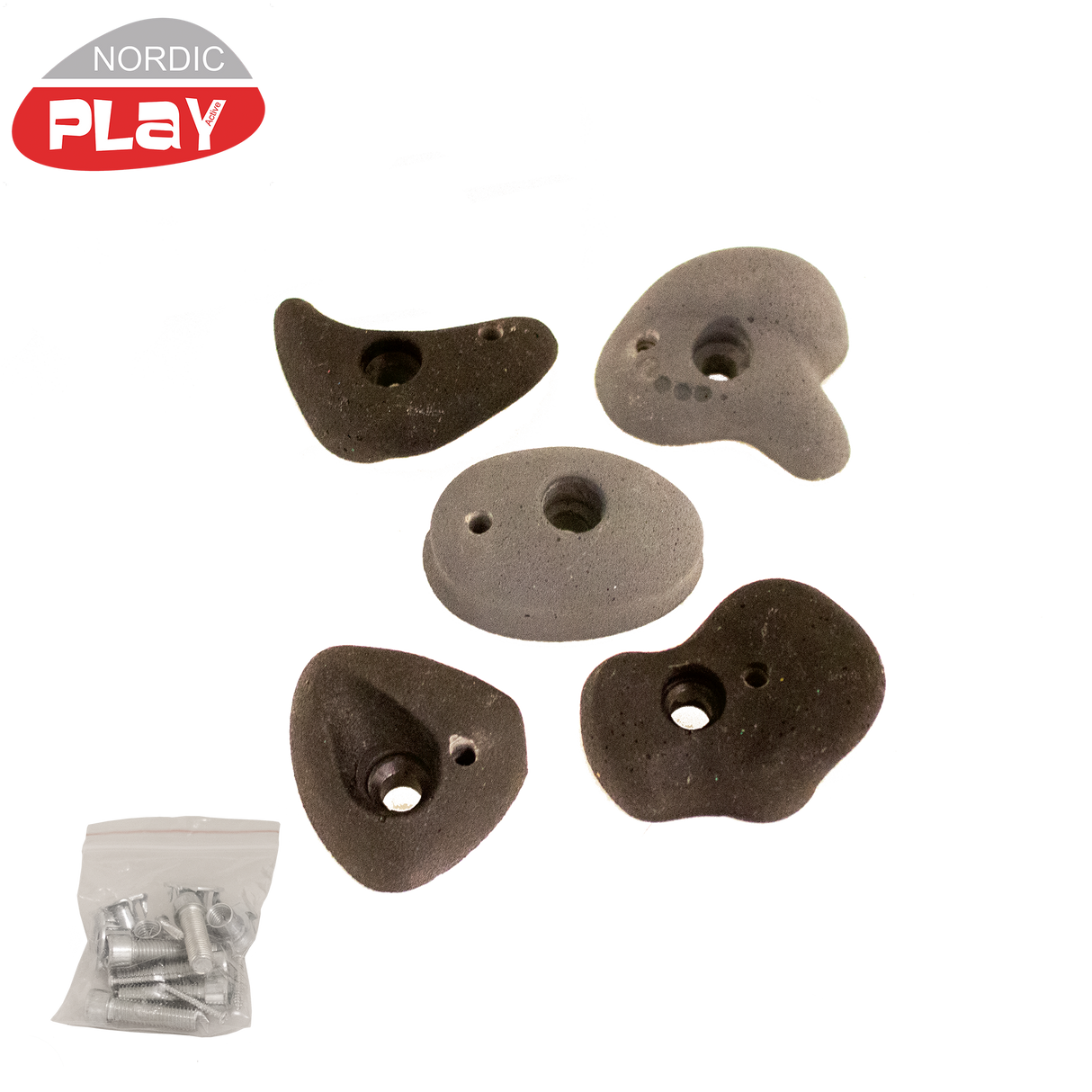 klatresten 5 stk - i polyresin sort/grå inkl. skruer