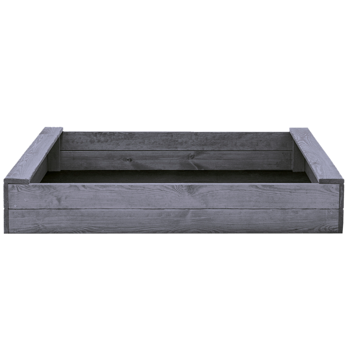Sandkasse slim 120 x 120 cm, grå, grundmalet