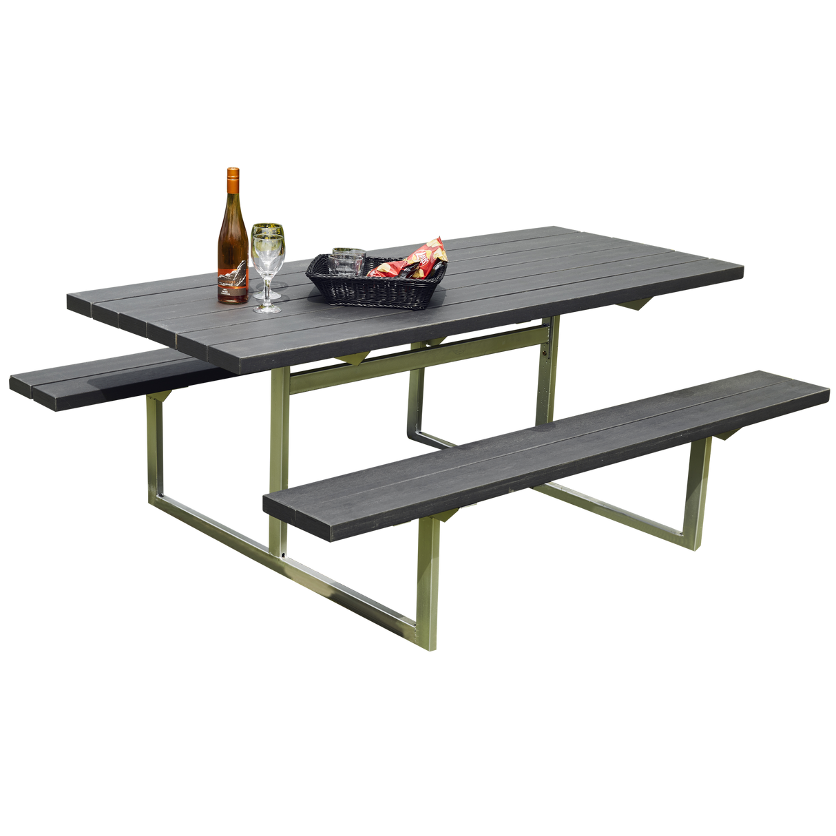Bord-/bænkesæt "HEL" nonwood antracit og galv. stel