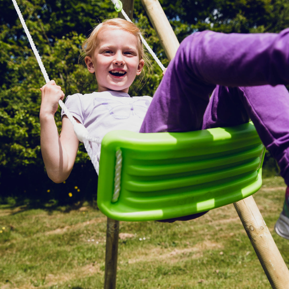 Gyngesæde med reb - lime