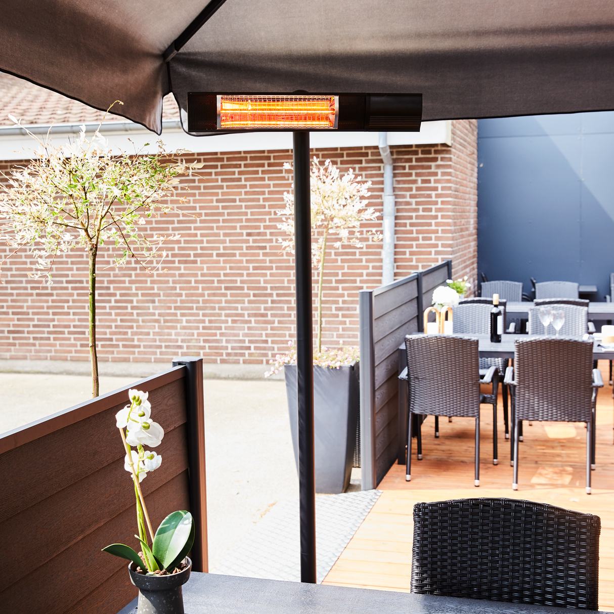 Terrassevarmer 500/1000/1500W gulvmodel, remote, RGT, sort