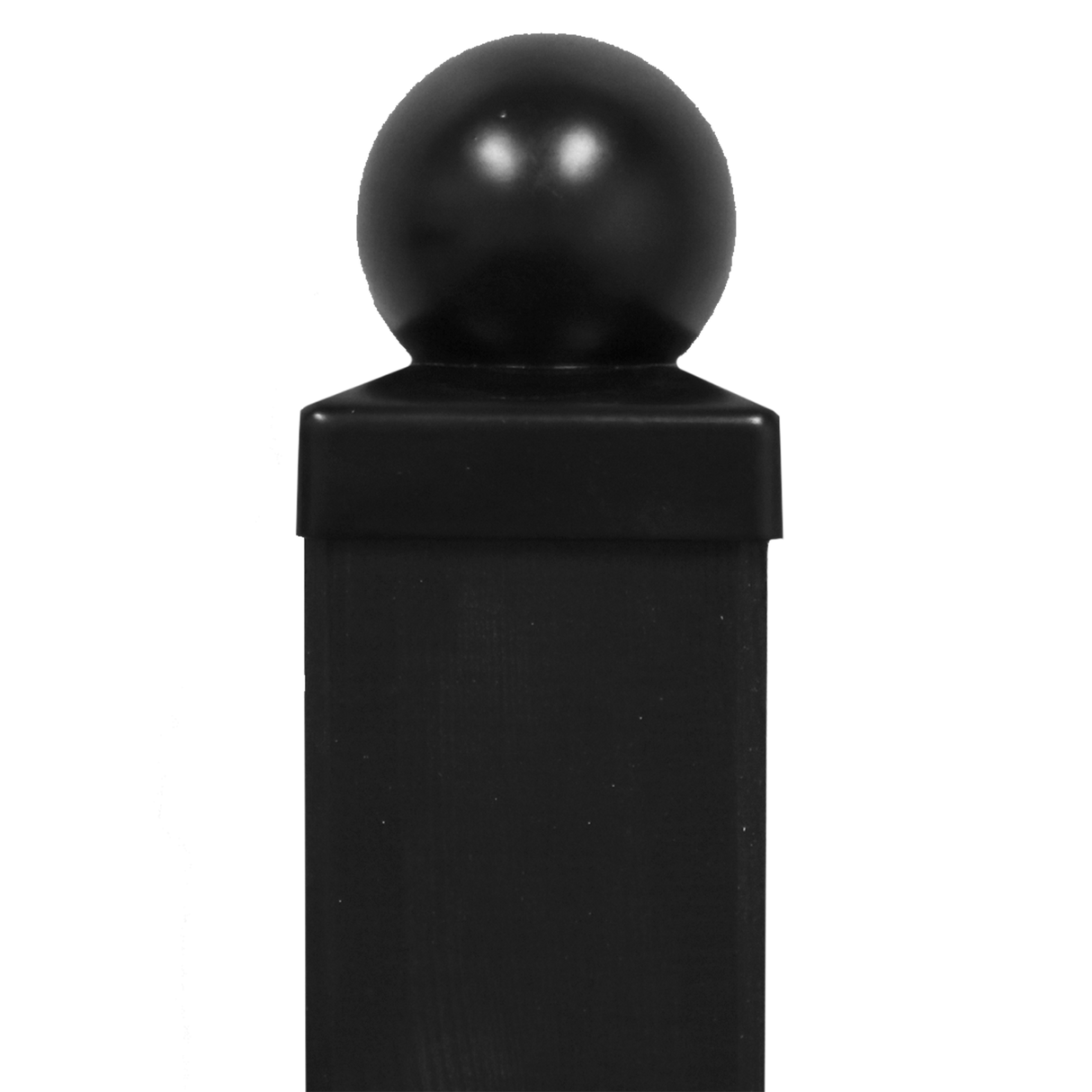 Stolpehat sort - 91 x 91 mm, med kugle