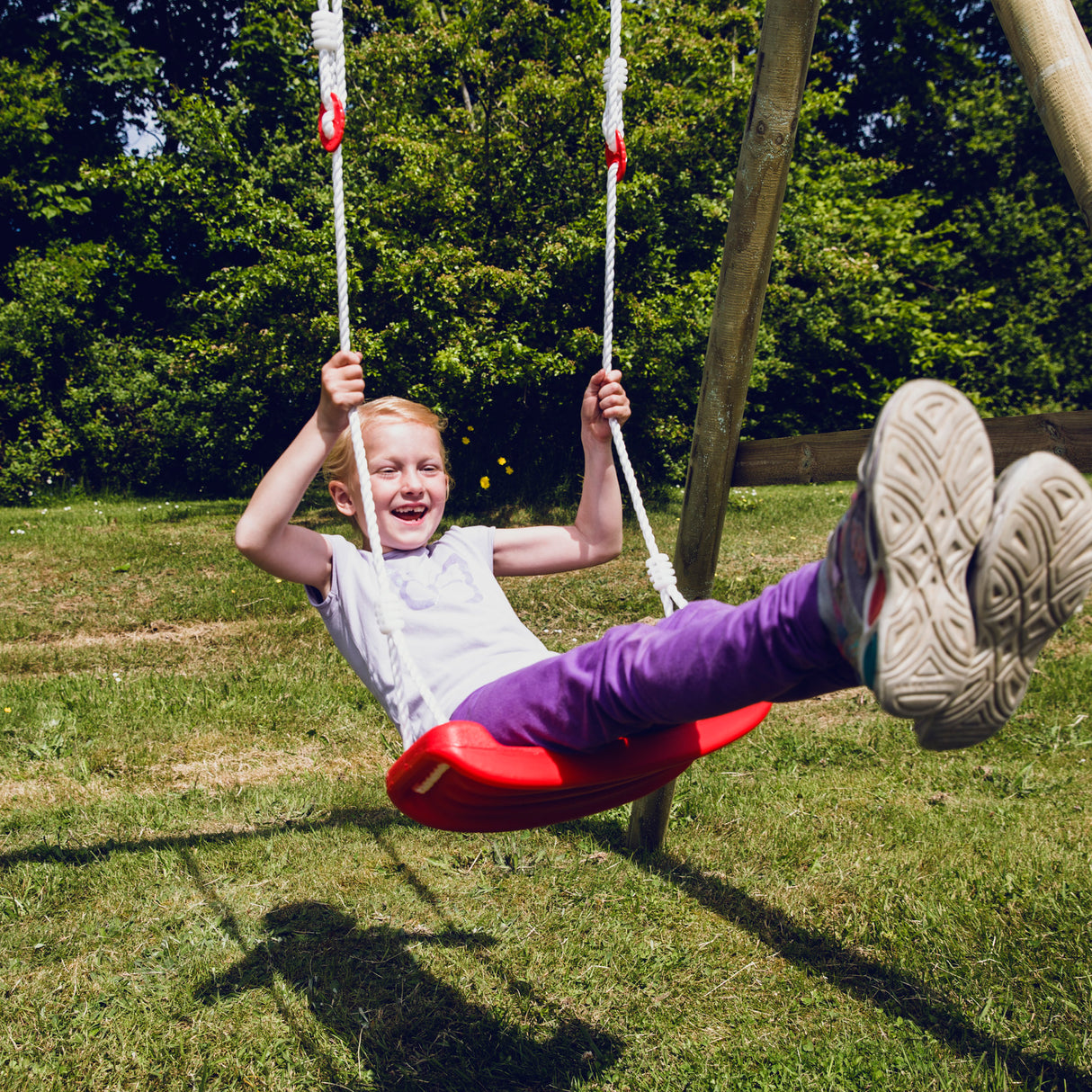 Gyngesæde med reb - rød