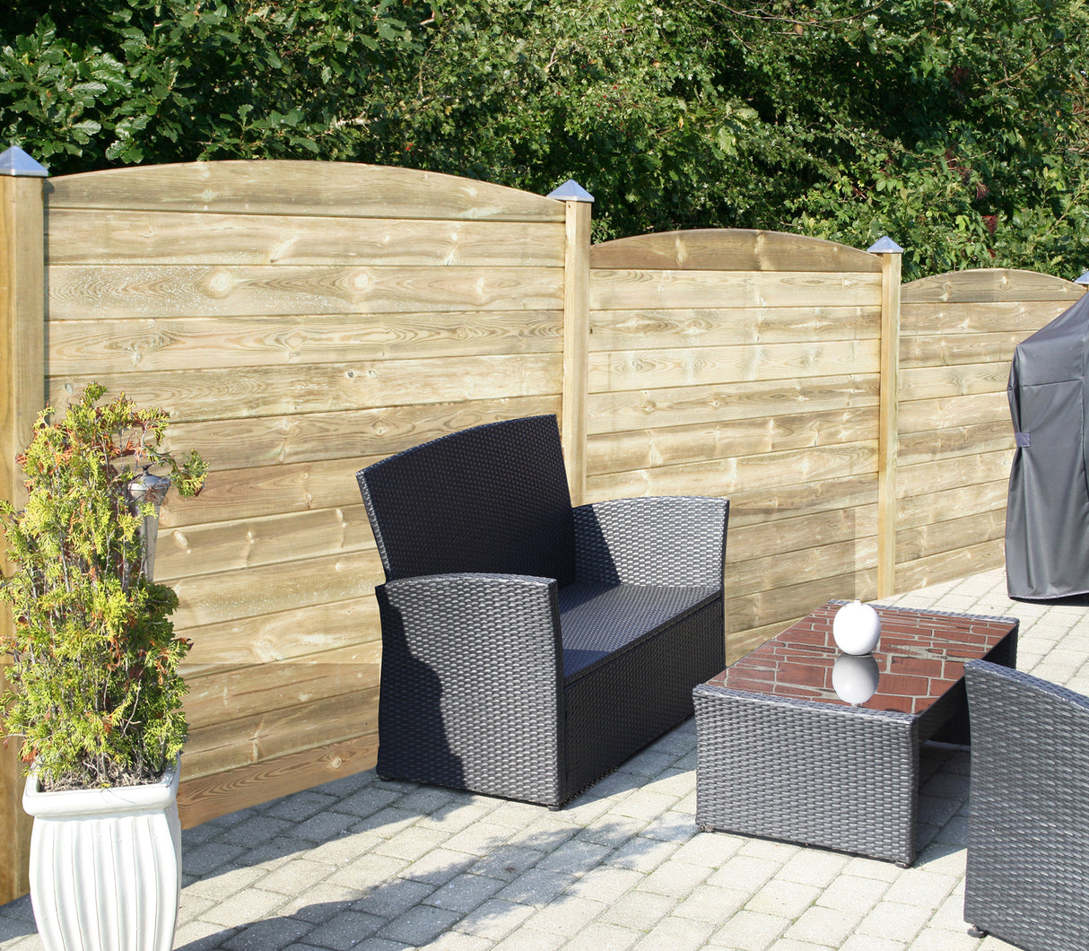 Profil plankehegn tillægsfag 178,5 cm med topprofil buet afslutning og 1 mellem stolpe