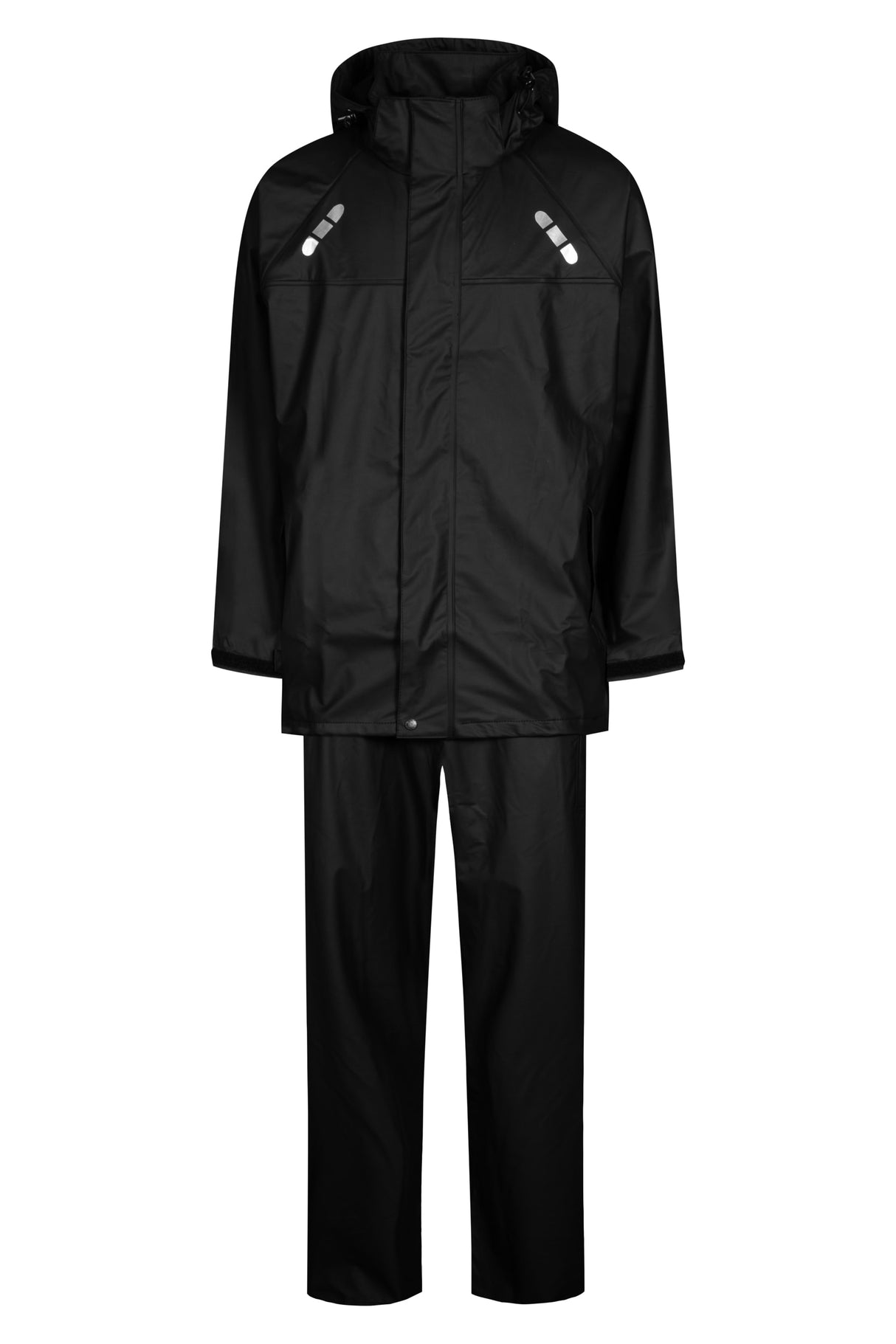 Regnsæt med jakke og bukser i PU kvalitet - Sort