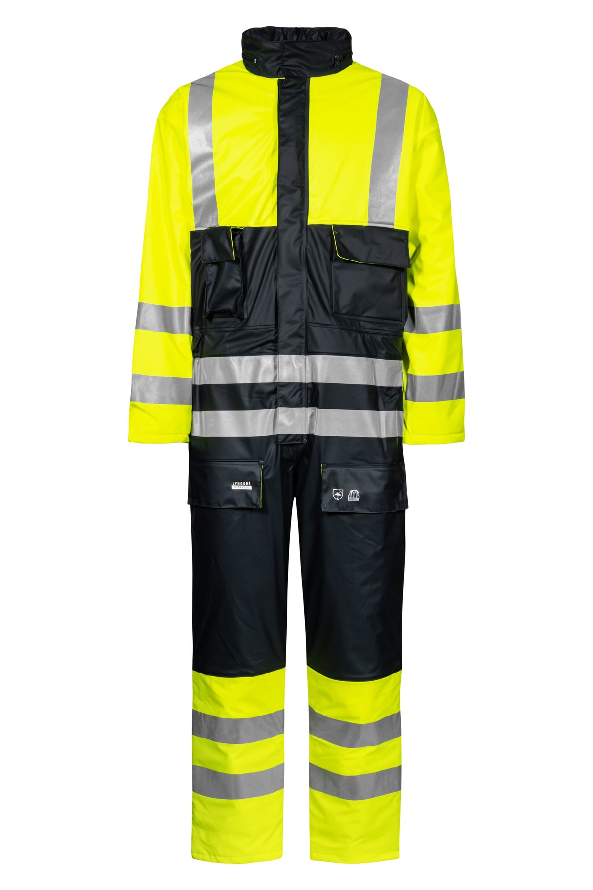 Hi-Vis vinterkedeldragt i PU kvalitet med quiltet foer - Saturn Gul / Navy