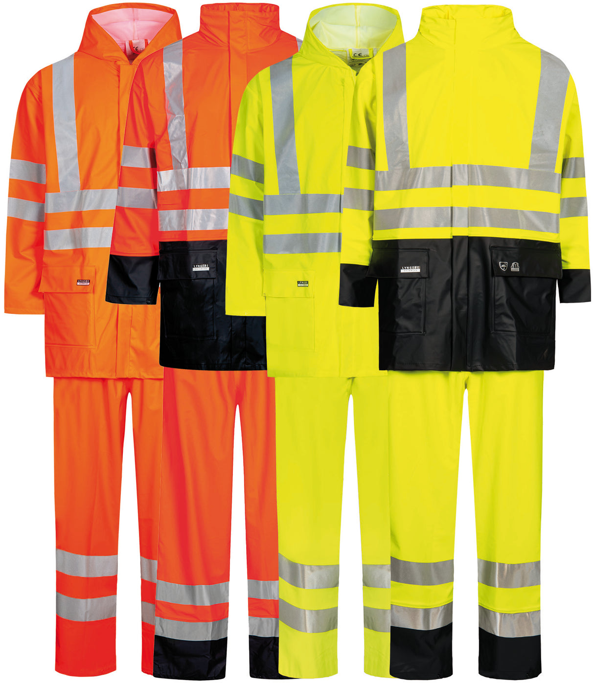 Hi-Vis regnsæt i PU kvalitet - Saturn Gul / Navy