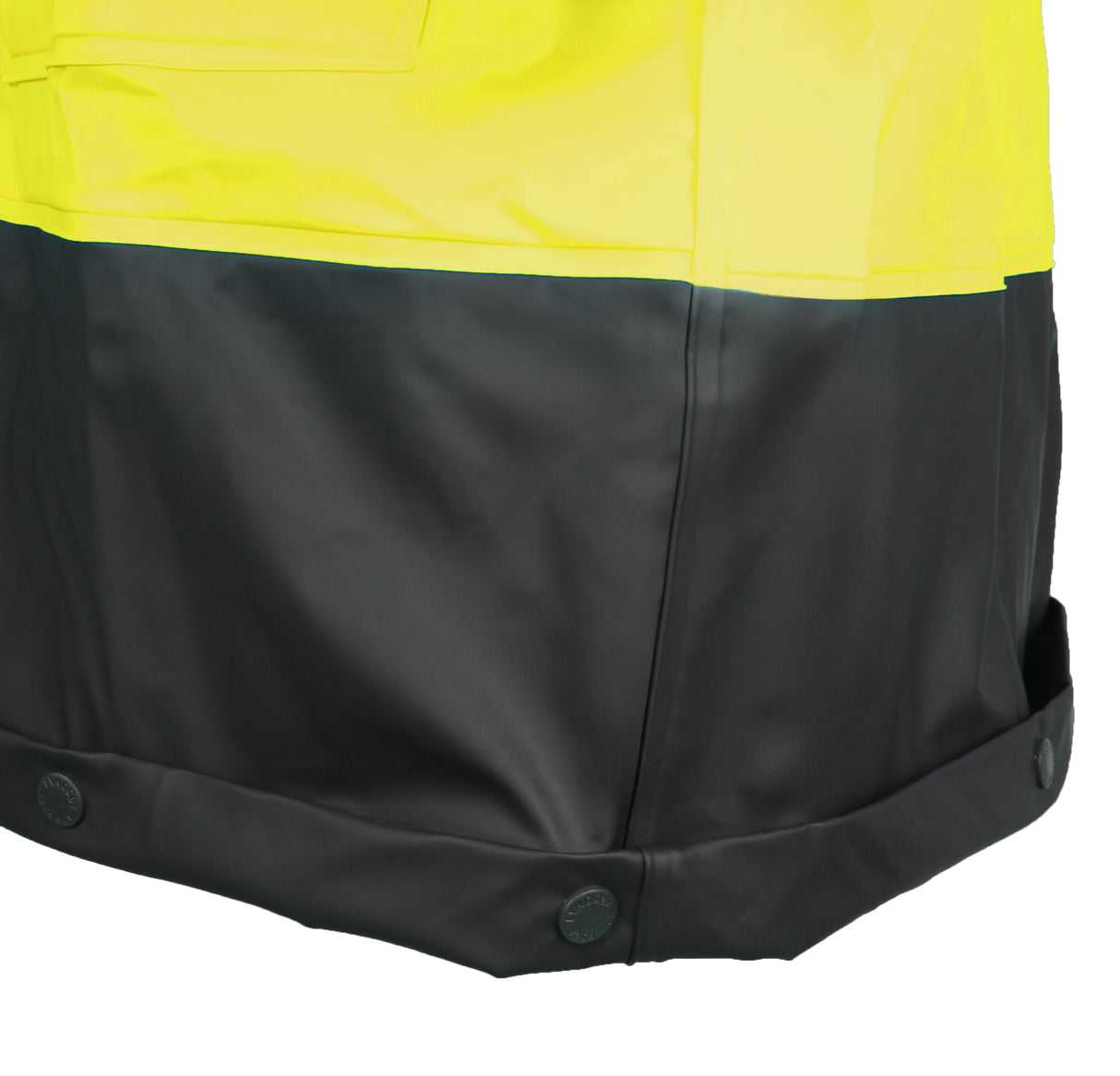 Hi-Vis regnjakke i PU kvalitet, 100 cm lang - Hi-Vis Orange / Navy