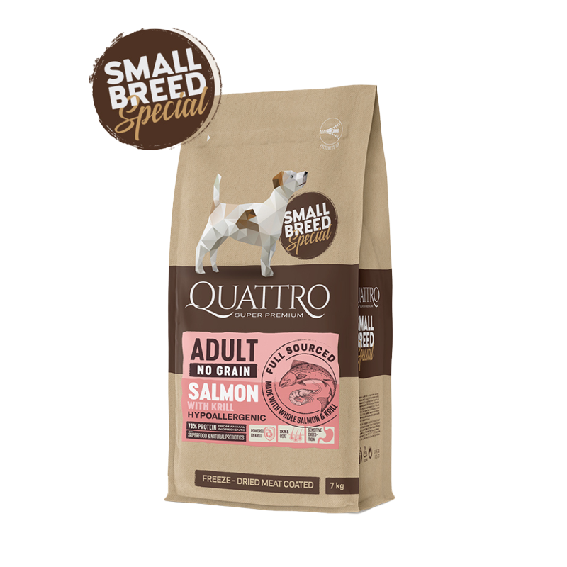 Super premium hundefoder - kornfri små racer Adult, laks & Krill