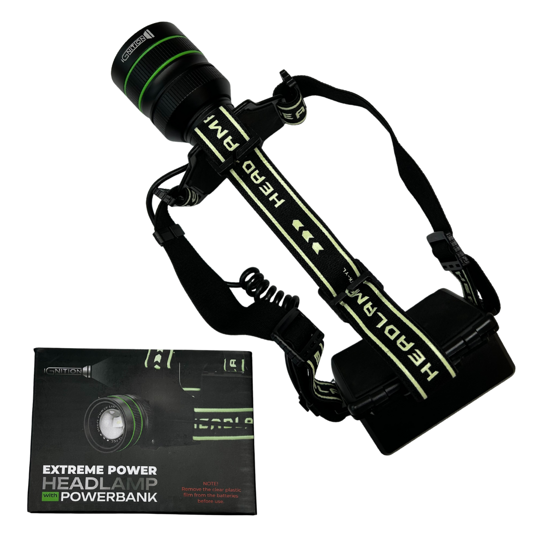 Ekstrem Kraftig pandelampe 10.000 Lumens + powerbank