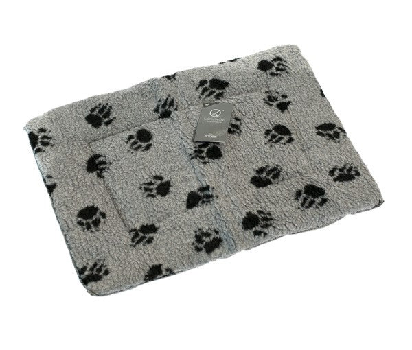 LS Luxurious matress 86x52 cm Large, Grey with black paw print