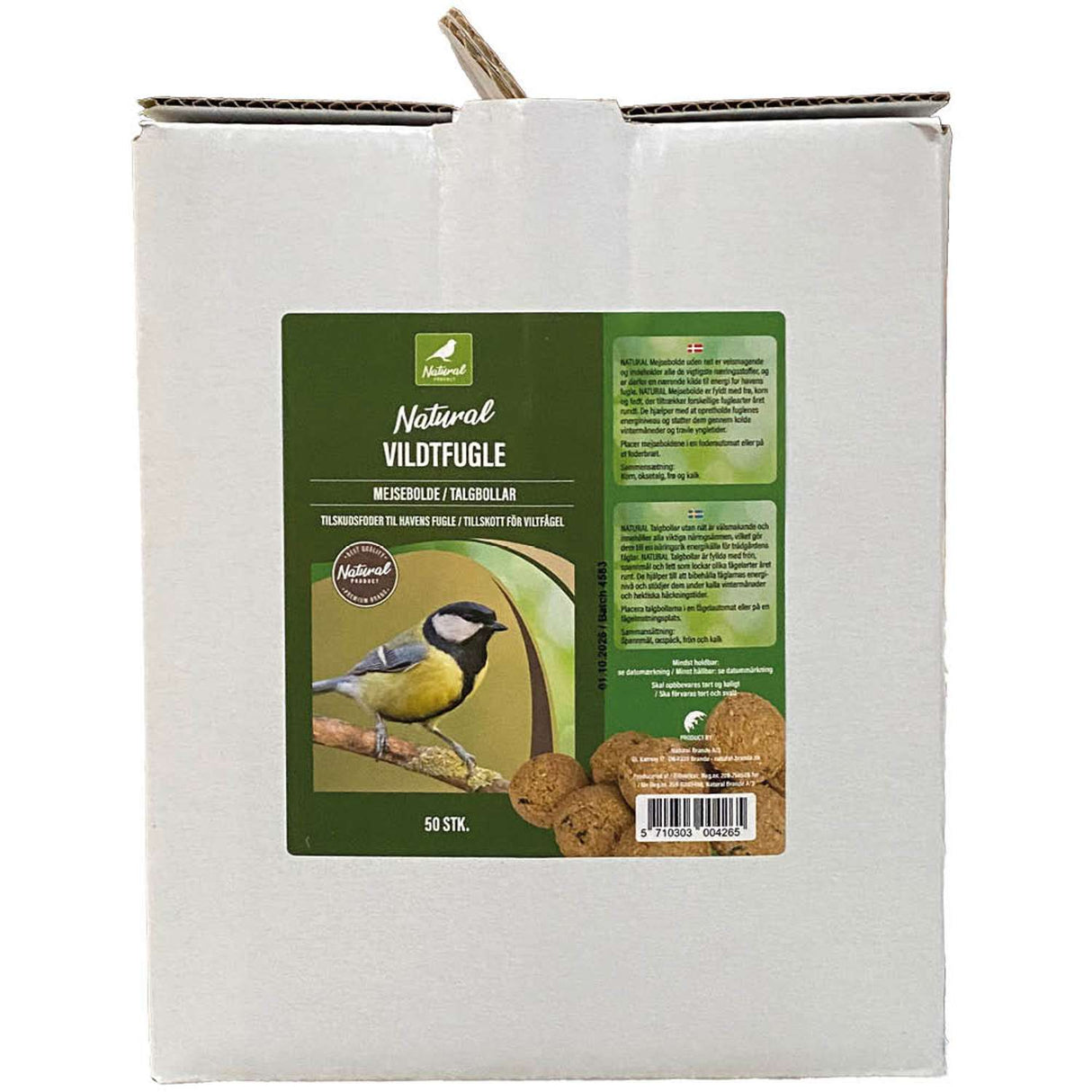 Mejsebolde uden net i karton - 50stk / 4,5kg