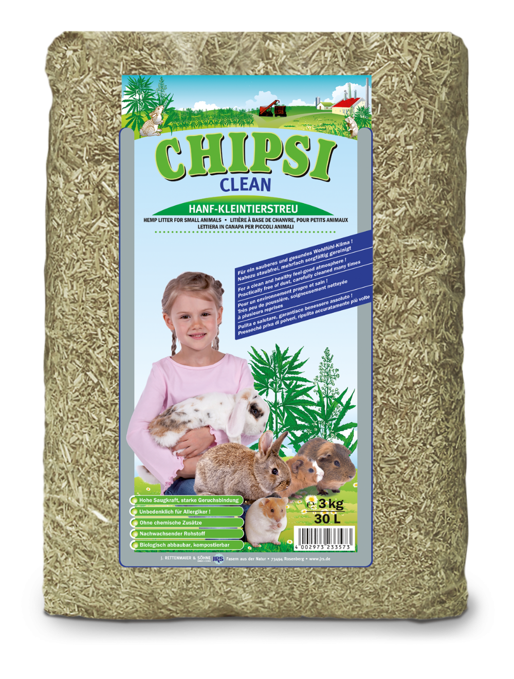 Chipsi Clean Hampestrøelse - 3kg/3L