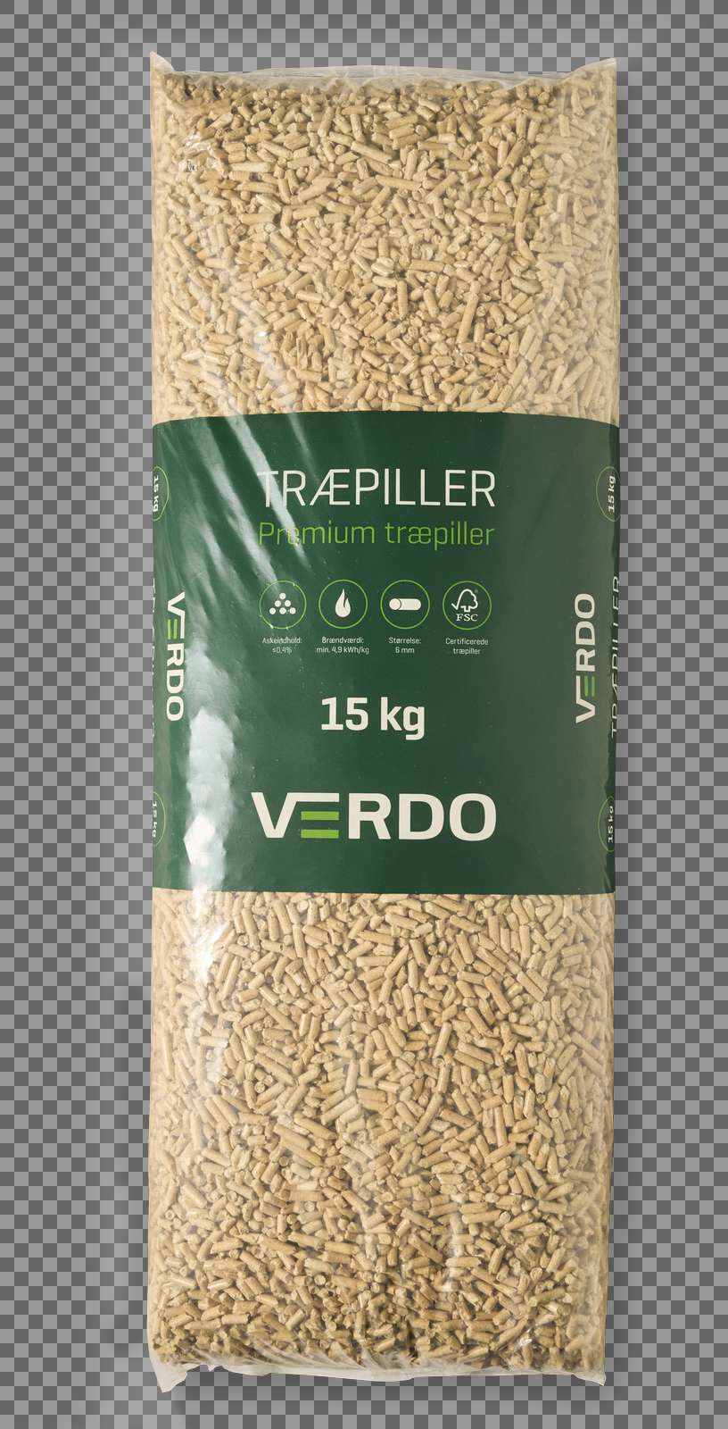 Verdo Premium træpiller - 6mm, 15kg, 840 kg