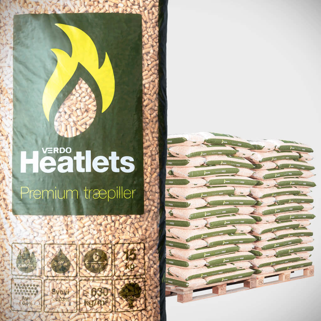 Heatlets Premium træpiller - 6mm, 15kg, 900 kg