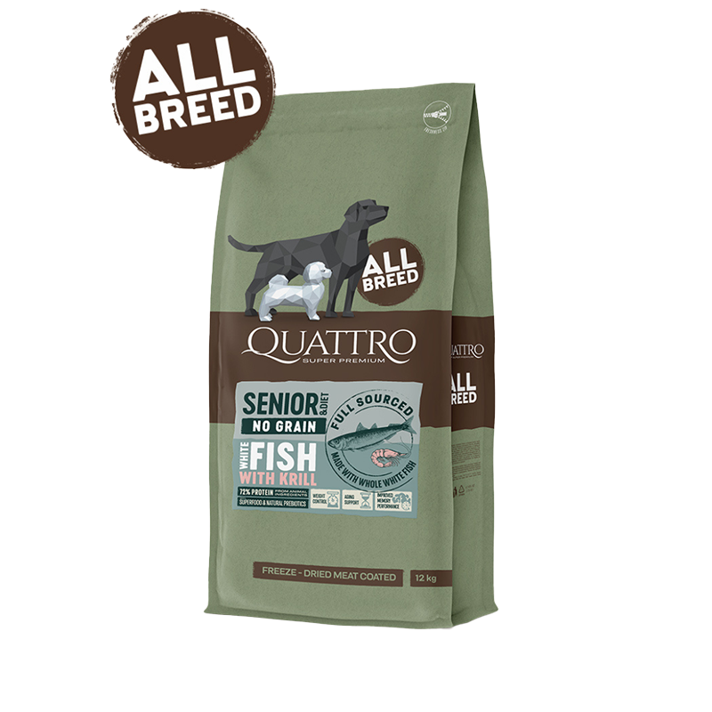 Super premium hundefoder -  kornfri alle racer Senior/diet hvidfisk & Krill