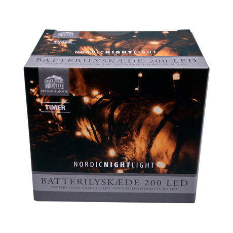 Lyskæde med batteri - 200 LED L995 cm IP44 Grøn