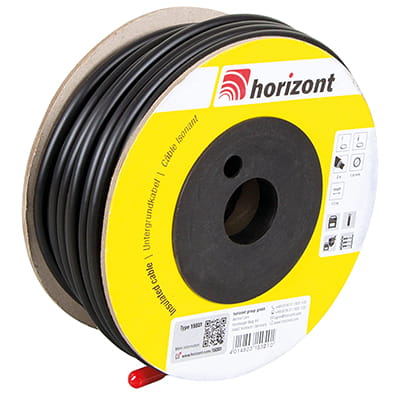 Horizont jordkabel 1,6 mm med sort dobbeltisolering på rulle, 10 m