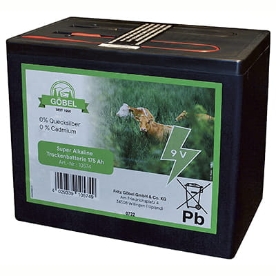 Hegnsbatteri - 9 V, 175 Ah alkaline