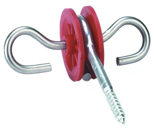 Isolator med skrue + 2 øjer rustfri - 4 stk