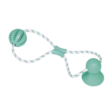Rubber ball w/ rope 50 cm, Ball: Ø 7 cm