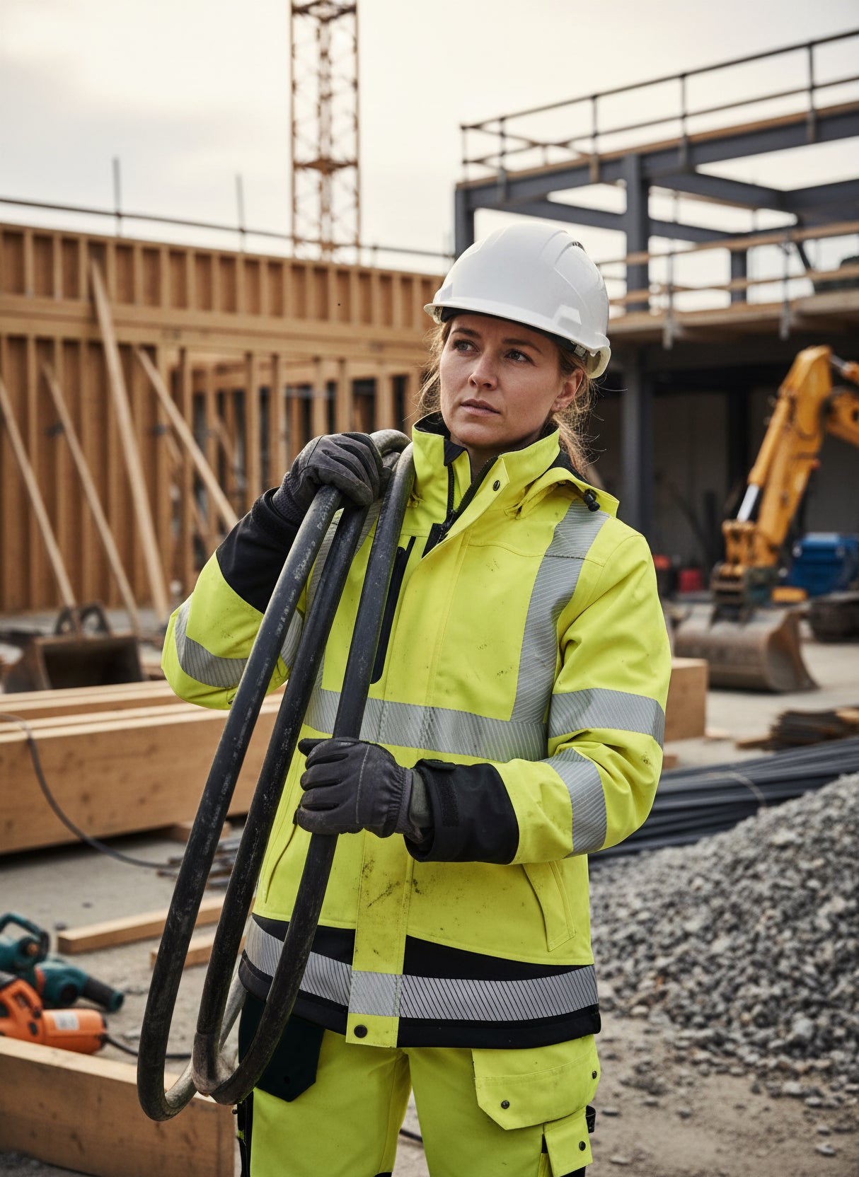 4-vejs stretch Hi-Vis skaljakke i åndbar og slidstærk kvalitet til kvinder - Saturn Gul / Sort