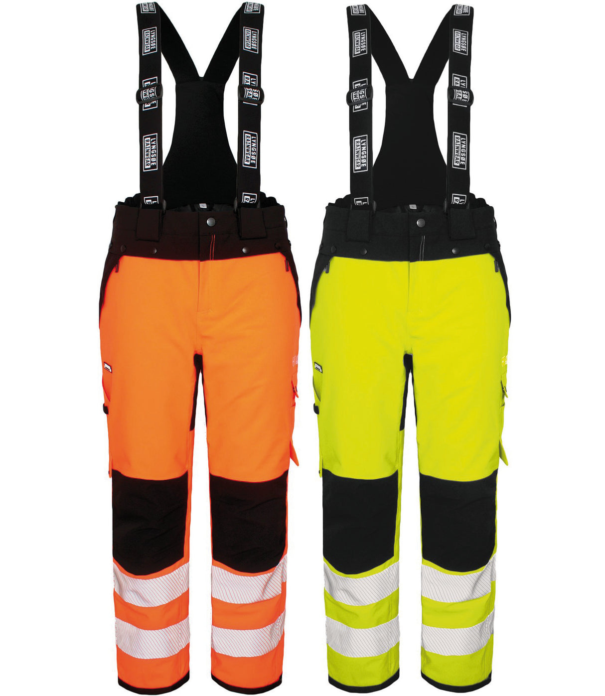 4-vejs stretch Hi-Vis vinterbukser i åndbar og slidstærk kvalitet - Hi-Vis Orange / Sort