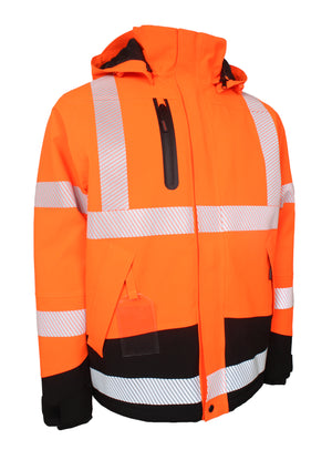 4-vejs stretch Hi-Vis vinterjakke i åndbar og slidstærk kvalitet - Hi-Vis Orange / Sort