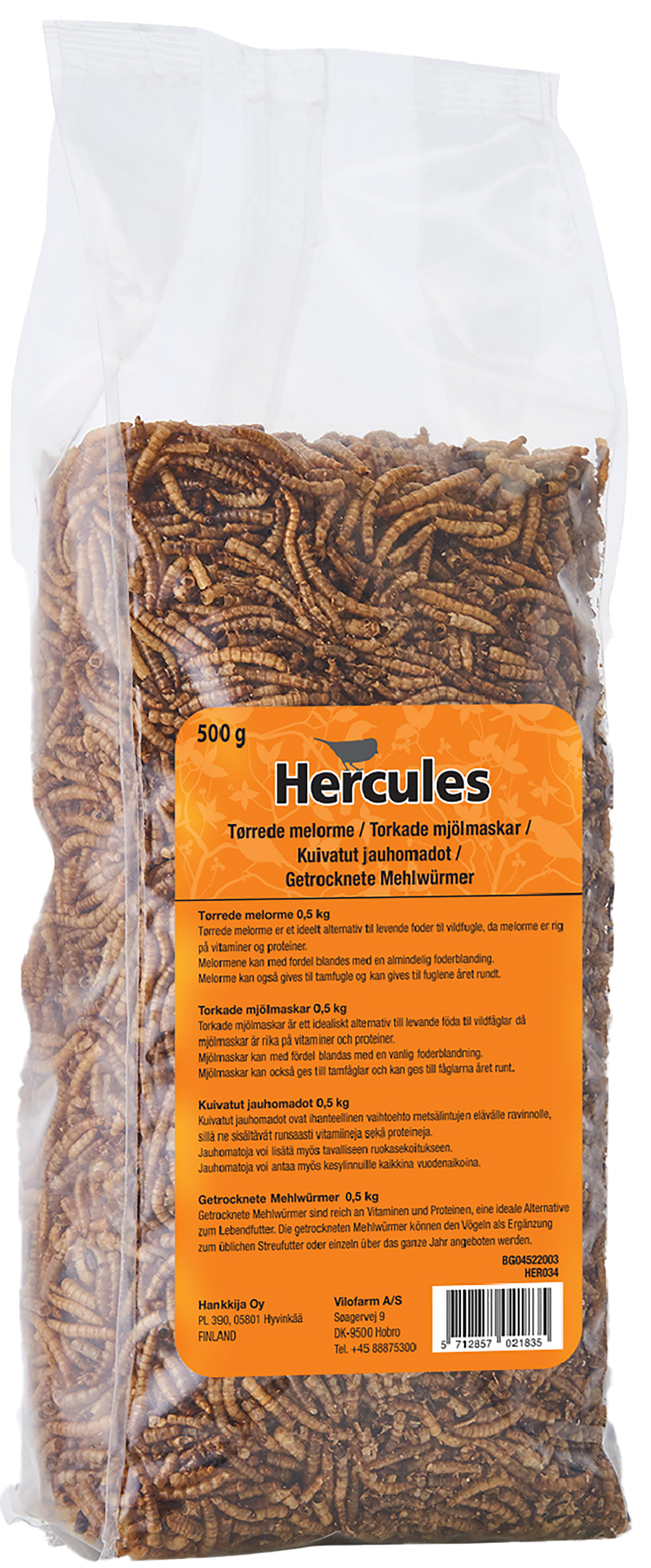 Hercules tørrede melorme 500 g pose