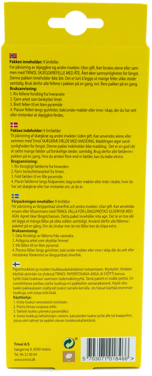 Trinol Giant Silverfish Trap – bagside af pakken
