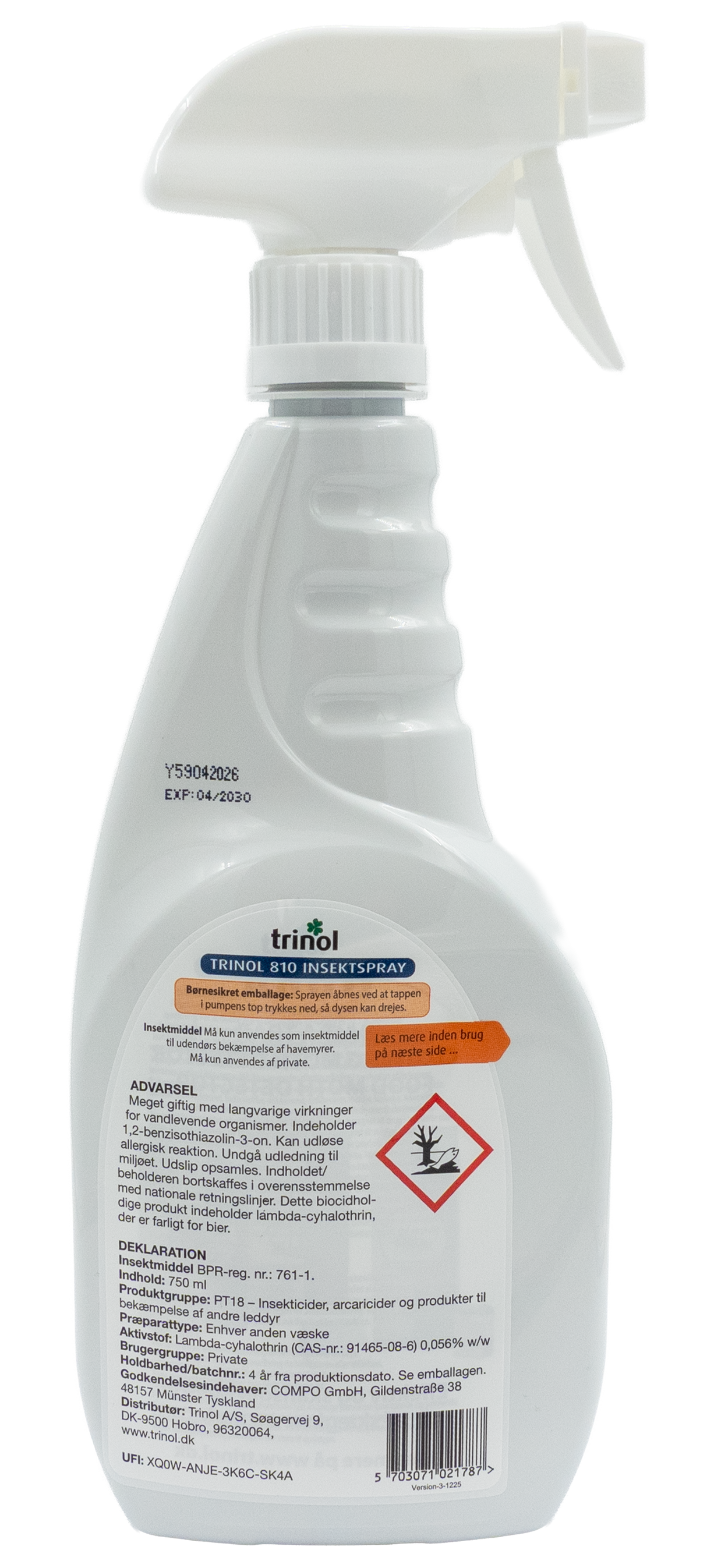 Trinol 810 insektspray mod myrer – set fra siden